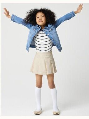 NWT J.Crew Factory Girls' cotton twill skort Khaki Sz 10 $60 Pleated